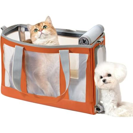 Koiran Kuljetuslaukku Pienille Koirien ja Kissoille, Hengitt v Verkko Pehme -Sivuinen Pieni Lemmikin Kuljetuslaukku Tote Bag (Oranssinv rinen)