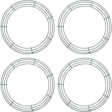 4-pak 30 cm metaltråd krans ramme, grøn rund gør-det-selv blomsterhåndværk, til nytår Thanksgiving påske julefrokost dekorationer