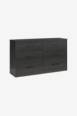 Dorel Home - Kommode med 3+3 skuffer BrEz - Svart - Kommoder - Fra Homeroom