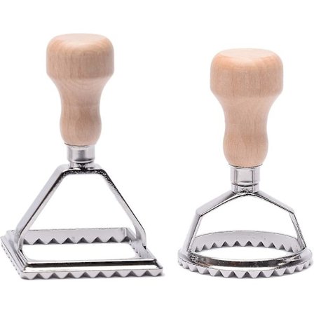 Ravioli-stämpelset, Ravioli-stämpel, Pastamaskinsform med och räfflad kant (2 set)
