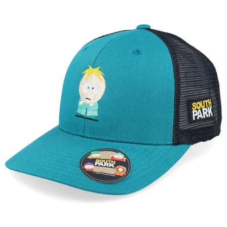 South Park - Blå trucker Caps - Leopold Butters Darkest Teal/Black Trucker @ Hatstore