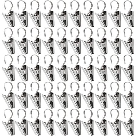 100 rustfrie gardinklips med gardinkroker, bilder