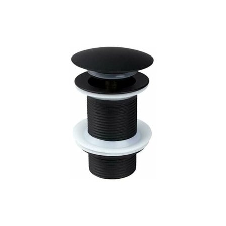 Svart bunnventil uten overløp, universal svart pop-up bunnventil, avløpsplugg uten overløp, avløpsventil uten overløp, automatisk