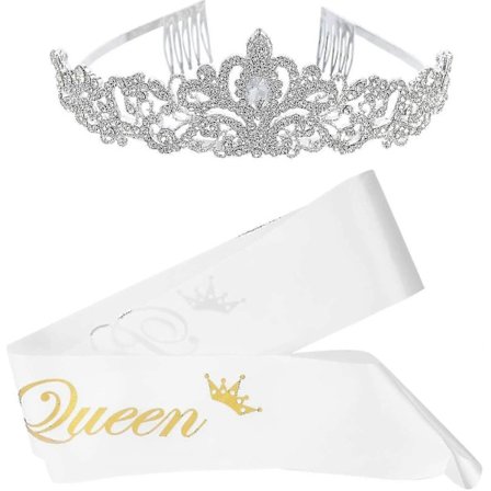 2 st Bal Drottning Skärp Och Tiara Set Strass Kristall Tiara Krona (FMY)