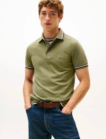 Tommy Hilfiger Tipped Slim Fit Seasonal Polo - Khaki green - M