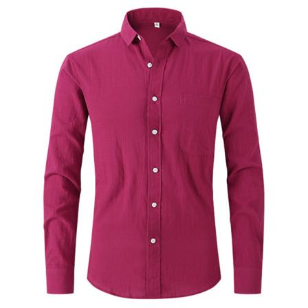 Män Lapel Neck Single Breasted Skjortor Med Pocket Plain Toppar