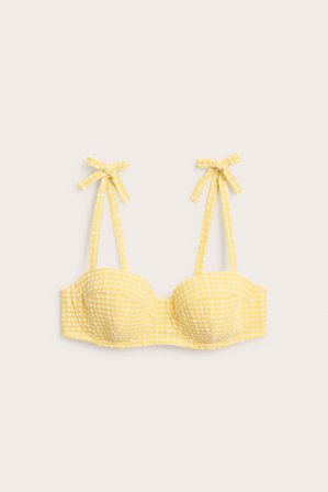 Kappahl | Stanik balkonetka od bikini, w kratkę, z wiązaniem Żółty 90D | Żółty