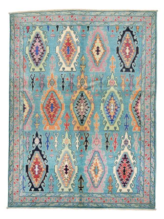 Oriental Kazak Fine Rug 154X202 Dark Teal/Dark Grey Wool, Afghanistan