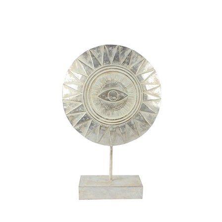 Nigeriansk Dekorationstotem, 26x8x40cm Polyresin, Sølv