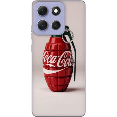 Kompatibel Mobilcover til Motorola Motorola Moto G86 Kunstnerisk illustration af Coca Cola granatæble i rødt og grønt, pop art inspireret motiv med