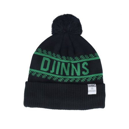 Djinns - Schwarz Pom Mütze - Bubble Beanie Winter Jacquard Black/Green Pom @ Hatstore