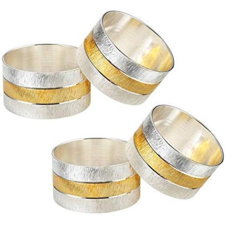 Servietringe, Runde Servietringholdere i Guldmetal til Borddekoration, Bryllup, Middag, Fest, Sæt af 4