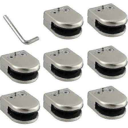 Glas Klemme 8 Stk 6-8mm 304 Rustfrit Stål Glas Klemme Klemme Support Flad Ryg Chromig Finish Til Balustrade