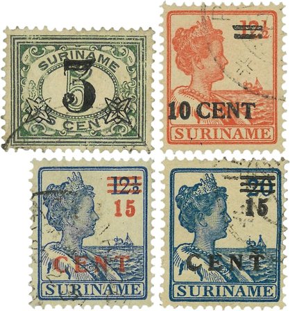 Suriname 1925 - NVPH 111/14 - Stemplet