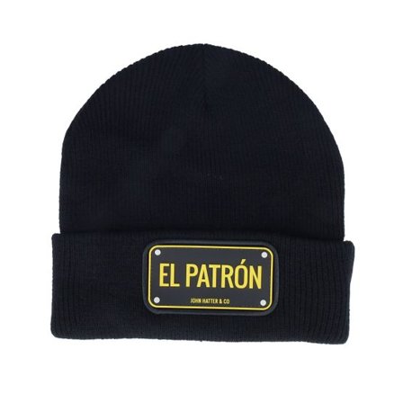 John Hatter & Co - Svart cuff Beanie - Rubber El Patron Black Cuff @ Hatstore