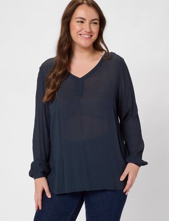 Kaffe Curve Kcami Ls Blouse - Navy - 48
