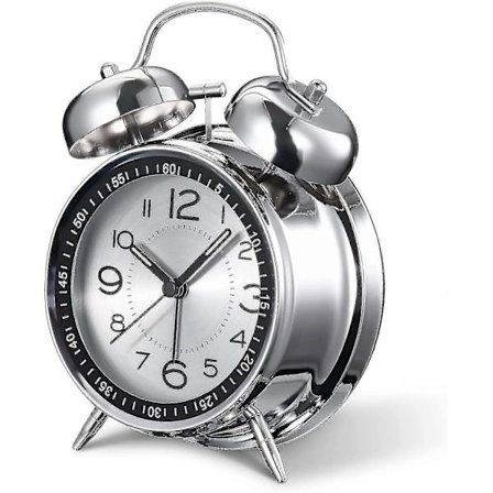 Niuniu Højt Vækkeur til Tunge Sovere Voksne, 4 Tommer Lydløs Kvarts med Baggrundsbelysning og Dobbelt Klokke blå