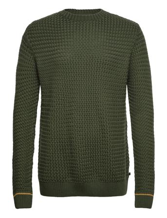 Emilio Knit O-Neck Strikket Trøje Med Rund Hals Grøn Clean Cut Copenhagen