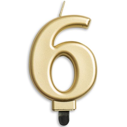 Tårtljus Siffra Guld Metallic "0-9" Tallet 6