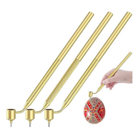 Sæt med 3 Pysanka-sæt med varme voks-tegnepenne til dekorativ kunst til påskeæg Pysanky-artikler