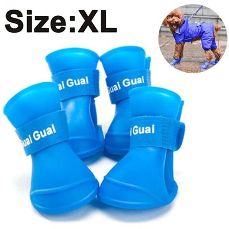 4 stk. Hunde Sko Pote Beskytter Gummi Regn Dækning