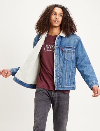 Levi's Type 3 Sherpa Trucker Fable Sh - Blue - L