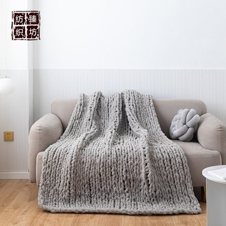 Tykk Strikket Pledd, Myk Strikket Heklet Pledd for Sofa Hjemmedekor