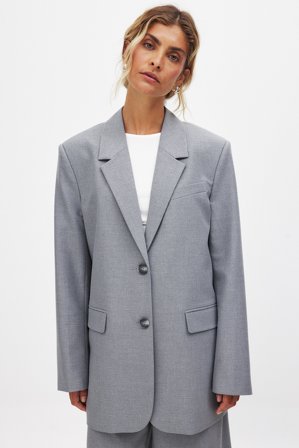 NA-KD - Oversized melert blazer - Kontorklær - Grå - EU 40