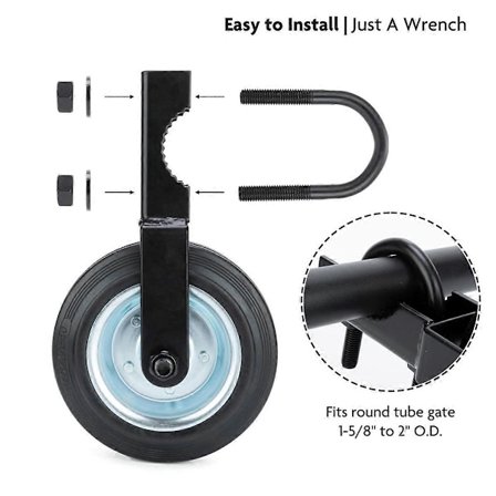 6 tommer Gate Hjul Gate Hjulssæt Kraftig Gate Hjælpehjul Gate Støttehjul til Hegn med Kædeled