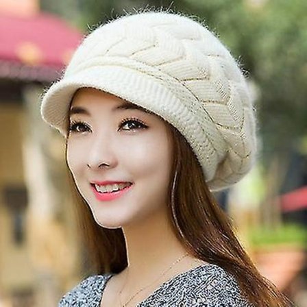 Andehode strikket hestehale lue varm hul lue for damer