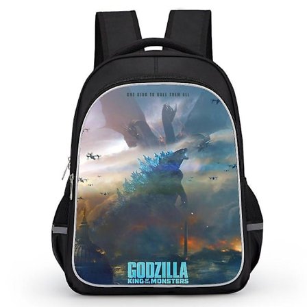 Godzilla Print School Bag Kids Waterproof Backpack #1 -1