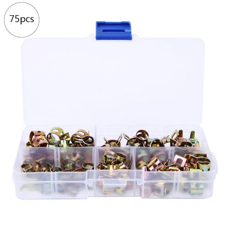 75 st Fjäderslangklämma Sortimentskit 6mm 7mm 8mm 9mm 10mm