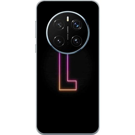 Kompatibel Mobilcover til Honor Honor Magic7 Pro Minimalistisk neonbogstav L i blødt farveskiftende lys mod sort baggrund med ren grafisk æstetik