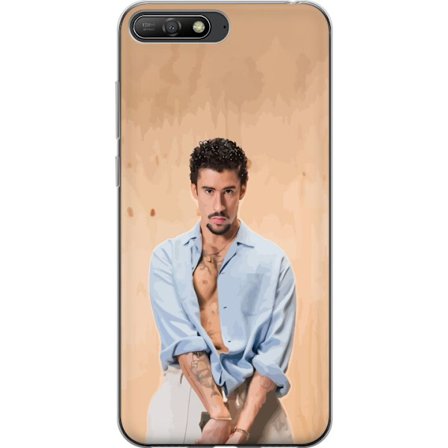 Kompatibel Mobilcover til Huawei Y6 (2018) Bad Bunny Super Bowl-inspireret grafik med NFL-trofæ og San Francisco-bro i sportdesign