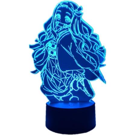 3D Anime-lamppu Nezuko Kamado -hahmo Led-yövalo 7 väriä kosketus/kaukosäädin 16 väriä vaihtaa lapsen makuuhuoneen sisustukseen Manga Illusion-yövalo