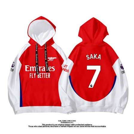 Arsenal fotballtrøye genser hettegenser for barn No.7 Saka