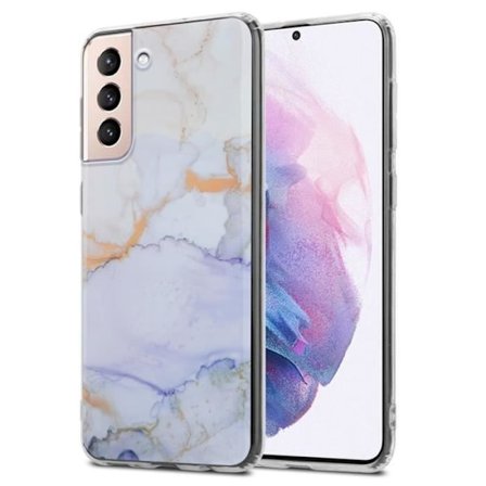 Coque pour Samsung Galaxy S21 PLUS Housse en Marbre Blanc Violet Or GM 09 Etui Case Cover Protection Silicone TPU Portfeuille Wallet