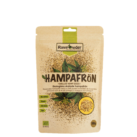 Rawpowder Økologiske Avskallede Hampfrø 300 g