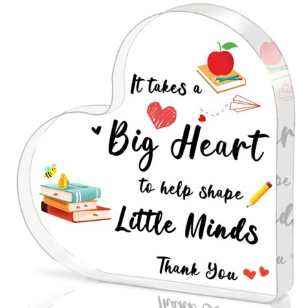 Lærer påskønnelse gaver til kvinder - Akryl hjerteformet plade til studerende ved årets afslutning fra lærer, lærer pension gaver til kvinder mænd