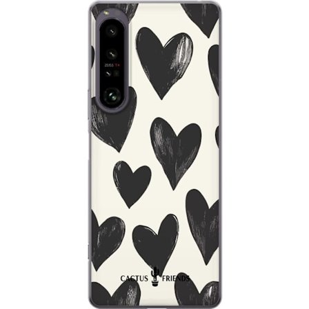Kompatibel Mobilcover til Sony Sony Xperia 1 IV Cactus and Friends - Bold Black Love Pattern
