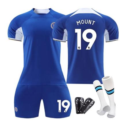 22-23 Chelsea bortaställ nr 10 Pulisic 9 Aubameyang 7 Kante 19 Mount vit fotbollströja Home 9 ,socks + protective gear #22