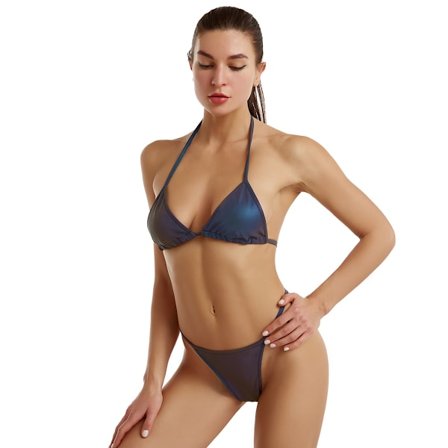 Reflekterande Sexig Trosa Set Bikini Baddräkt Badkläder Ljusstarka Delade Baddräkter