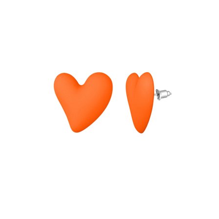 Stud Örhängen i Rostfritt Stål i Form av Hjärtan / Heart -Orange