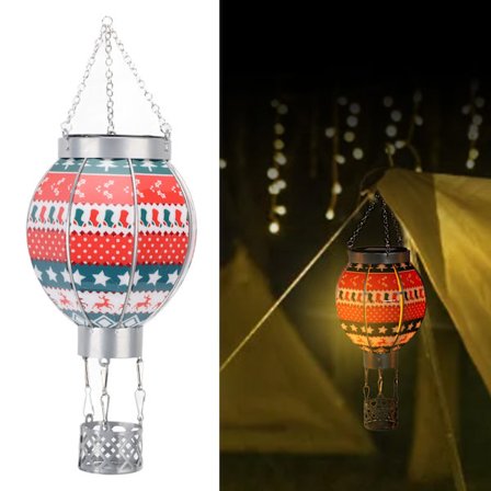 Udendørs solcellelamper Jul varmluftsballon hængende automatisk solcellelampe til have terrasse