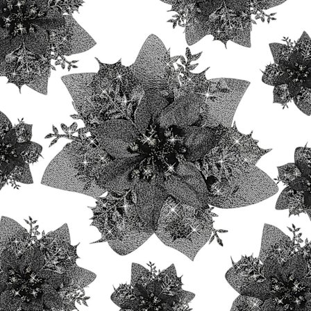 15 stk. Sort Glitter Julestjerne Kunstige Blomster Med Clips - Juletræspynt