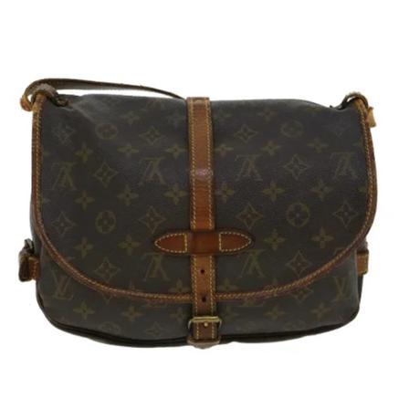 Louis Vuitton Vintage, Pre-owned Saumur 30 Monogram Messenger Bag Bruin, Dames, Maat:ONE Size,leer