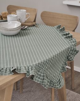 Bordsduk rutig med volang Grön - Linea