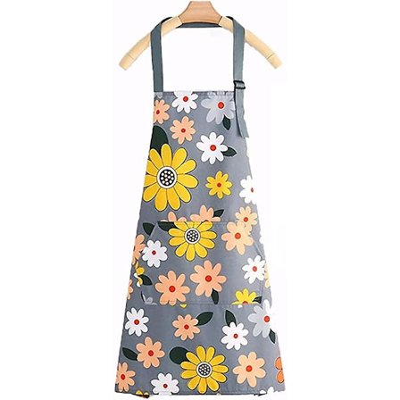 Shuaige Plus Size Køkkenforklæder Til Kvinder Med Lommer, Blomster Vandtæt Forklæde Blomster Madlavning Havearbejde Tegning Håndværk