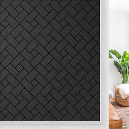 Blackout vindusfilm Personvern Frosted Glass Film Non-Adhesive Lysblokkerende Vindusdeksler Svarte Vindusdekaler 44,5 x 400 cm