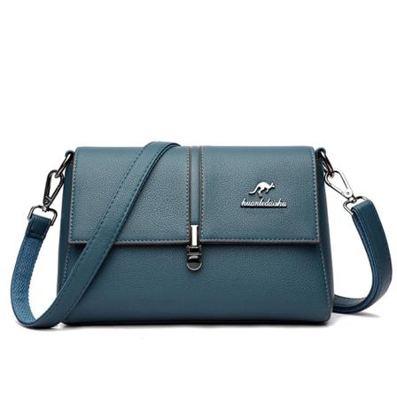 Kvinner lær håndveske happy kenguru Lychee retro allsidig tide en-skulder crossbody bag Blue